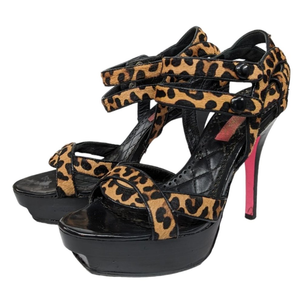 Betsey Johnson Caimile Platform Heels Womens Leopard Print Open Toe Size 7 - Picture 8 of 16